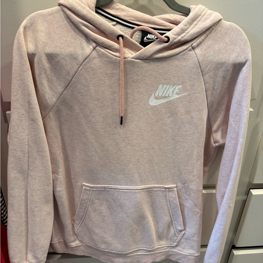 Nike Pink Sweater with Raglan Sleeves and Drawstring Hood